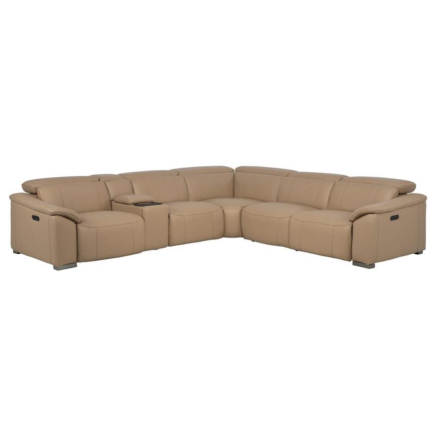 Cordova Dark Cream Leather Power Reclining Sectional with 6PCS/3PWR main image, 1 of 10 images.