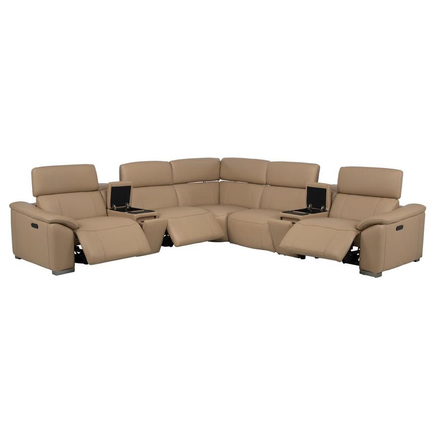 Cordova Dark Cream Leather Power Reclining Sectional with 7PCS/3PWR  alternate image, 2 of 12 images.