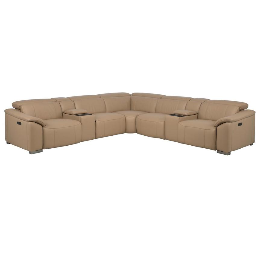 Cordova Dark Cream Leather Power Reclining Sectional with 7PCS/3PWR main image, 1 of 13 images.