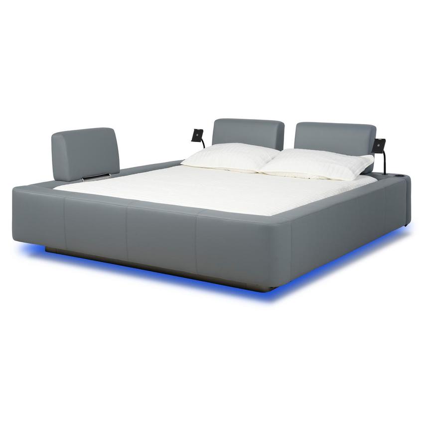 Cassie Party Grey Queen Platform Bed w/3 Backrests  main image, 1 of 2 images.