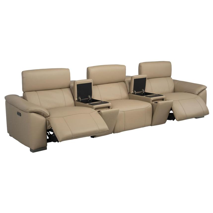Cordova Dark Cream Home Theater Leather Seating with 5PCS/2PWR  alternate image, 2 of 10 images.