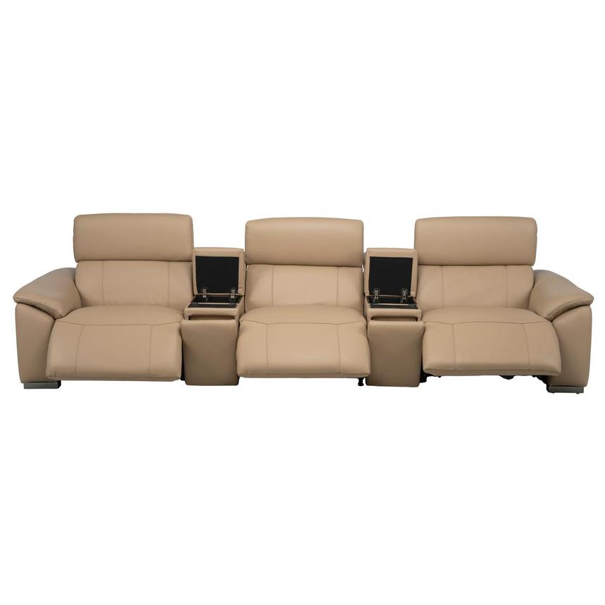 Cordova Dark Cream Home Theater Leather Seating with 5PCS/3PWR  alternate image, 2 of 11 images.