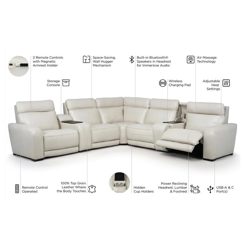 Rumba Leather Power Reclining Sectional with 7PCS/3PWR alternate image, 18 of 18 images.