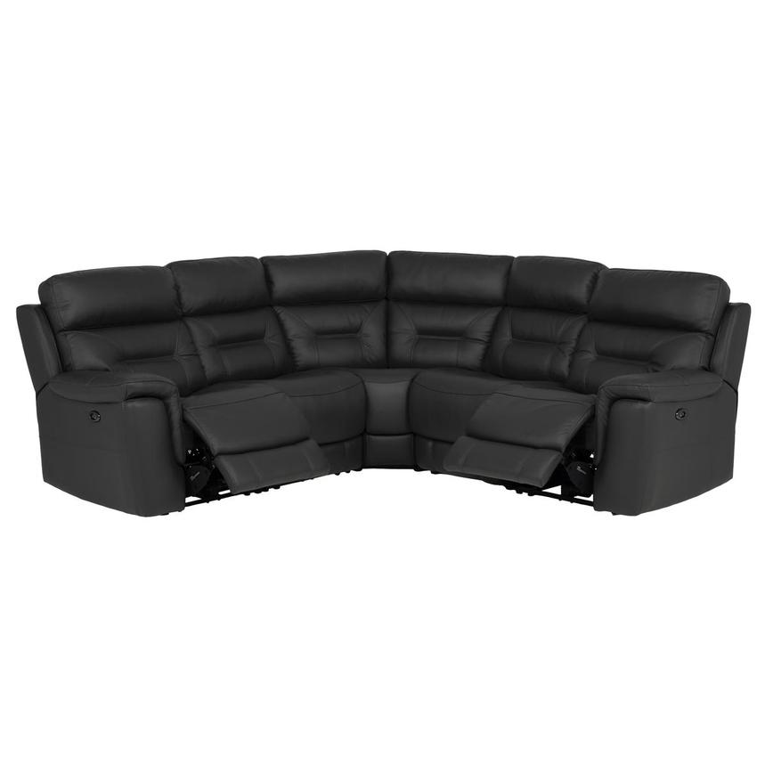 Palmer Dark Gray Leather Power Reclining Sectional with 5PCS/2PWR  alternate image, 2 of 9 images.