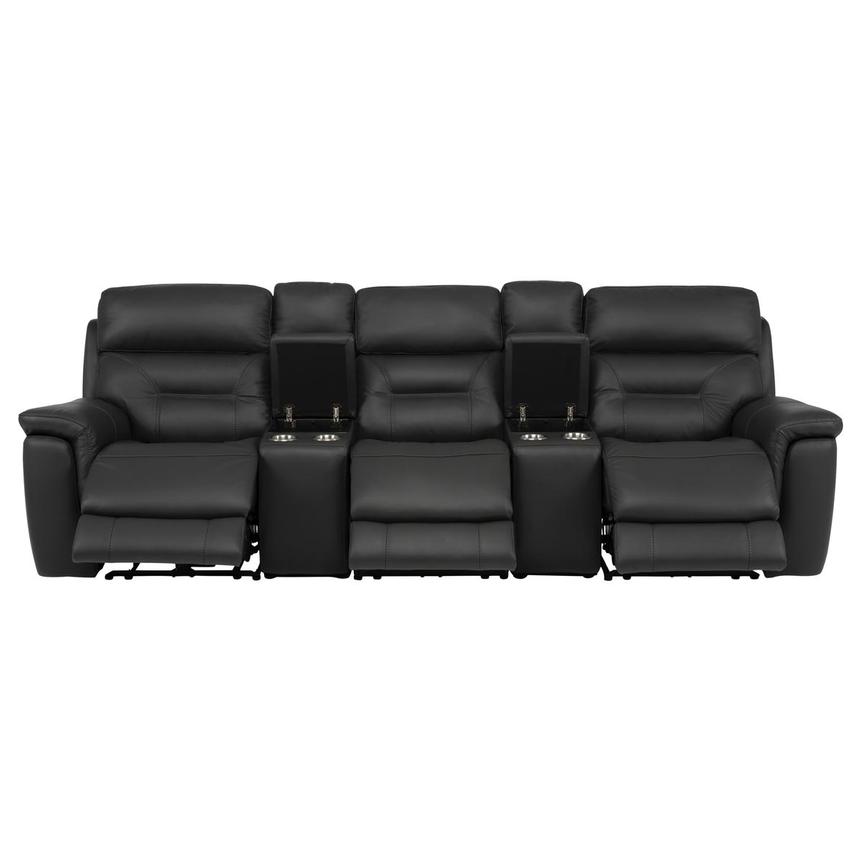 Palmer Dark Gray Home Theater Leather Seating with 5PCS/3PWR  alternate image, 2 of 9 images.