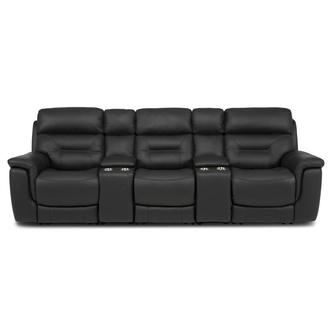Palmer Dark Gray Home Theater Leather Seating with 5PCS/3PWR