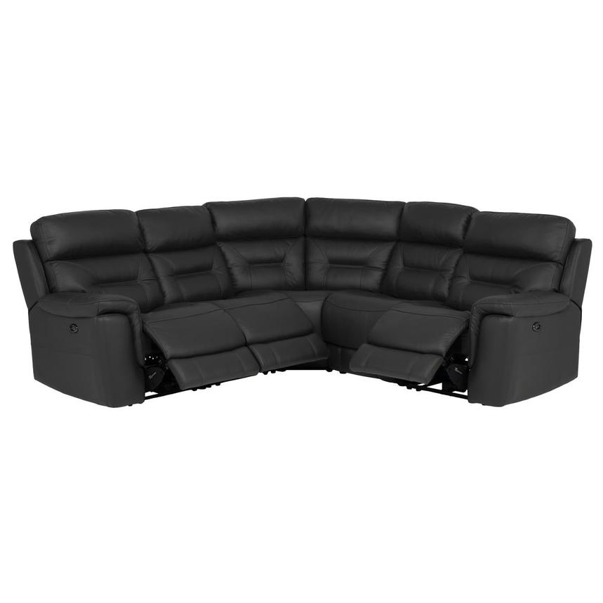 Palmer Dark Gray Leather Power Reclining Sectional with 5PCS/3PWR  alternate image, 2 of 9 images.