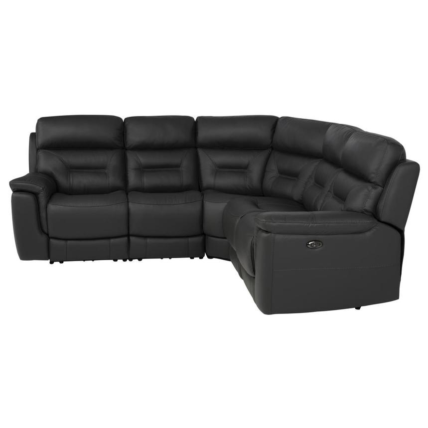 Palmer Dark Gray Leather Power Reclining Sectional with 5PCS/3PWR alternate image, 3 of 9 images.