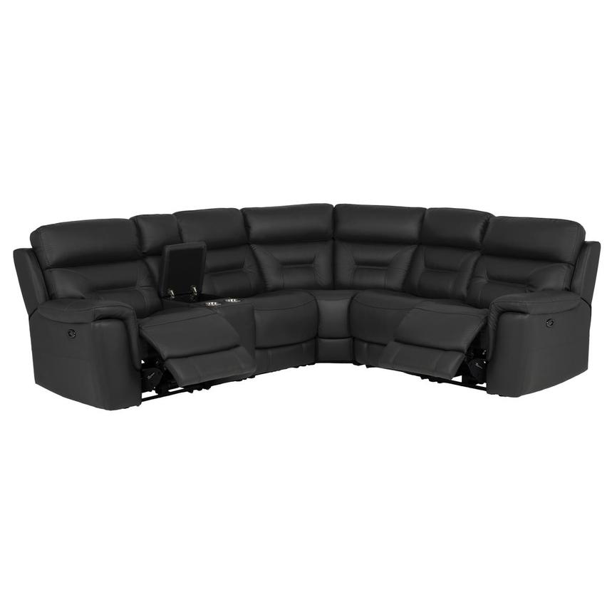 Palmer Dark Gray Leather Power Reclining Sectional with 6PCS/2PWR  alternate image, 2 of 11 images.