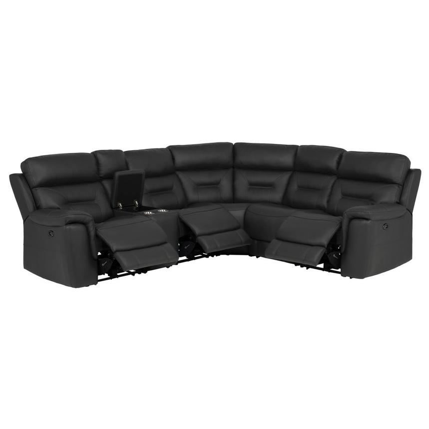 Palmer Dark Gray Leather Power Reclining Sectional with 6PCS/3PWR  alternate image, 2 of 12 images.