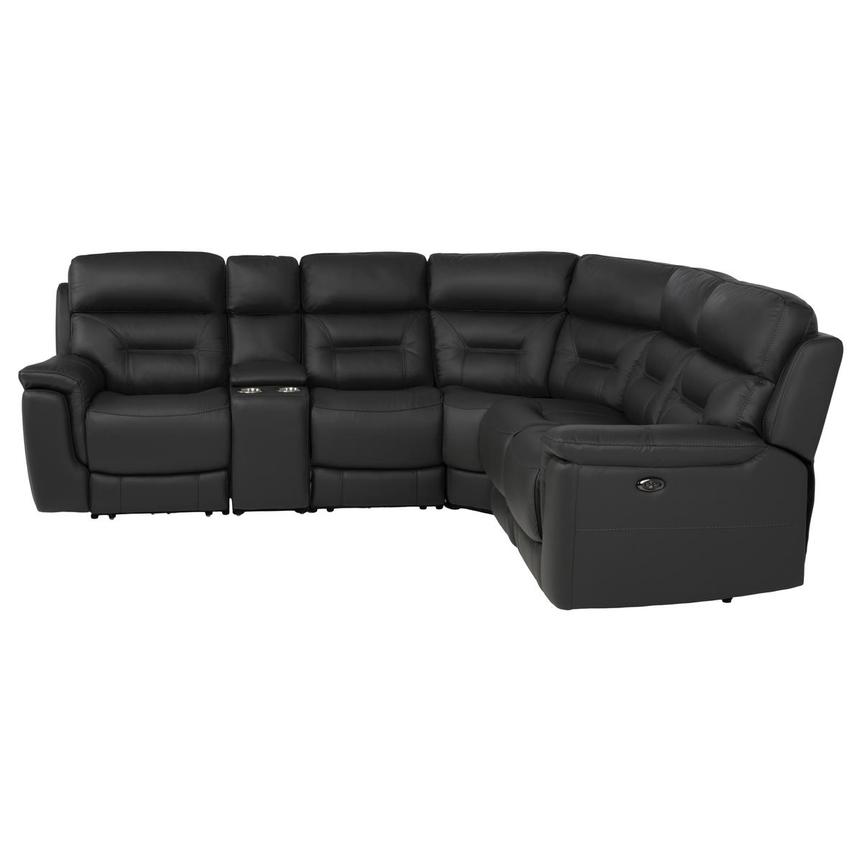 Palmer Dark Gray Leather Power Reclining Sectional with 6PCS/3PWR alternate image, 3 of 12 images.