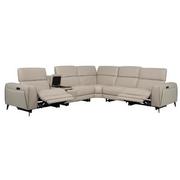 Luke 2.0 Taupe Leather Power Reclining Sectional with 6PCS/2PWR  alternate image, 2 of 11 images.