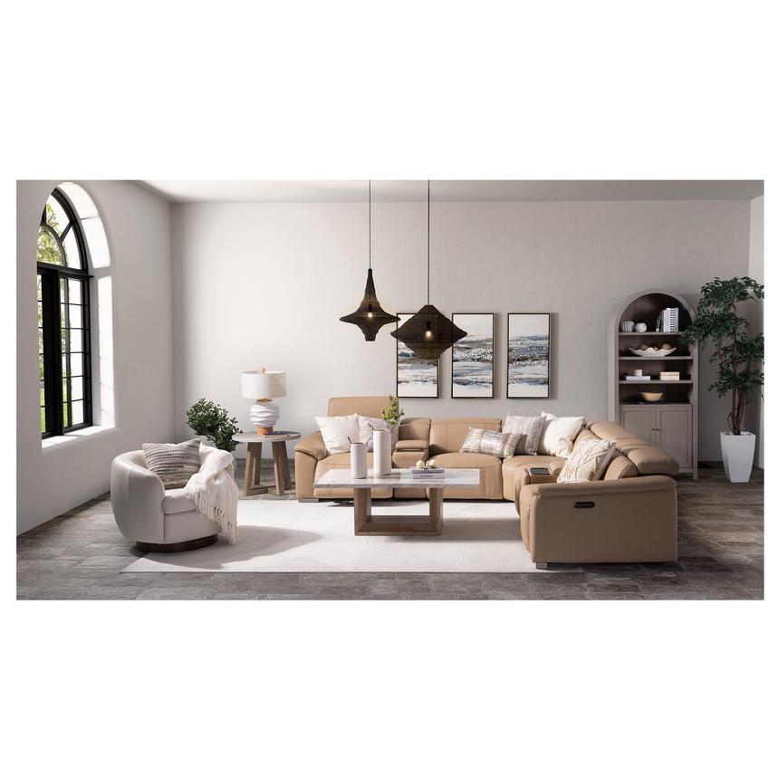Cordova Dark Cream Leather Power Reclining Sectional with 5PCS/2PWR  alternate image, 2 of 10 images.