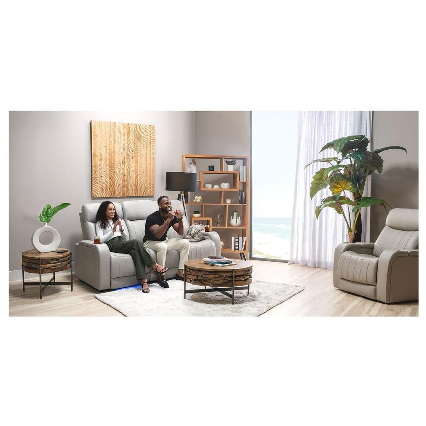 Neptune Gray Leather Power Reclining Sofa w/Console  alternate image, 2 of 17 images.