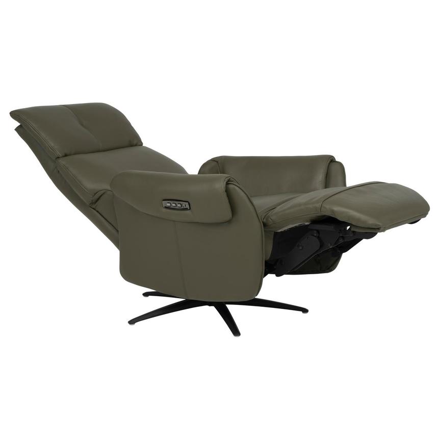 Torrence Green Leather Power Swivel Recliner w/Massage  alternate image, 10 of 16 images.