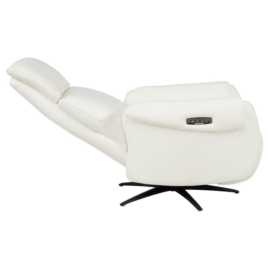 Torrence White Leather Power Swivel Recliner w/Massage  alternate image, 10 of 17 images.
