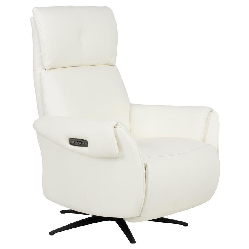 Torrence White Leather Power Swivel Recliner w/Massage  alternate image, 5 of 17 images.