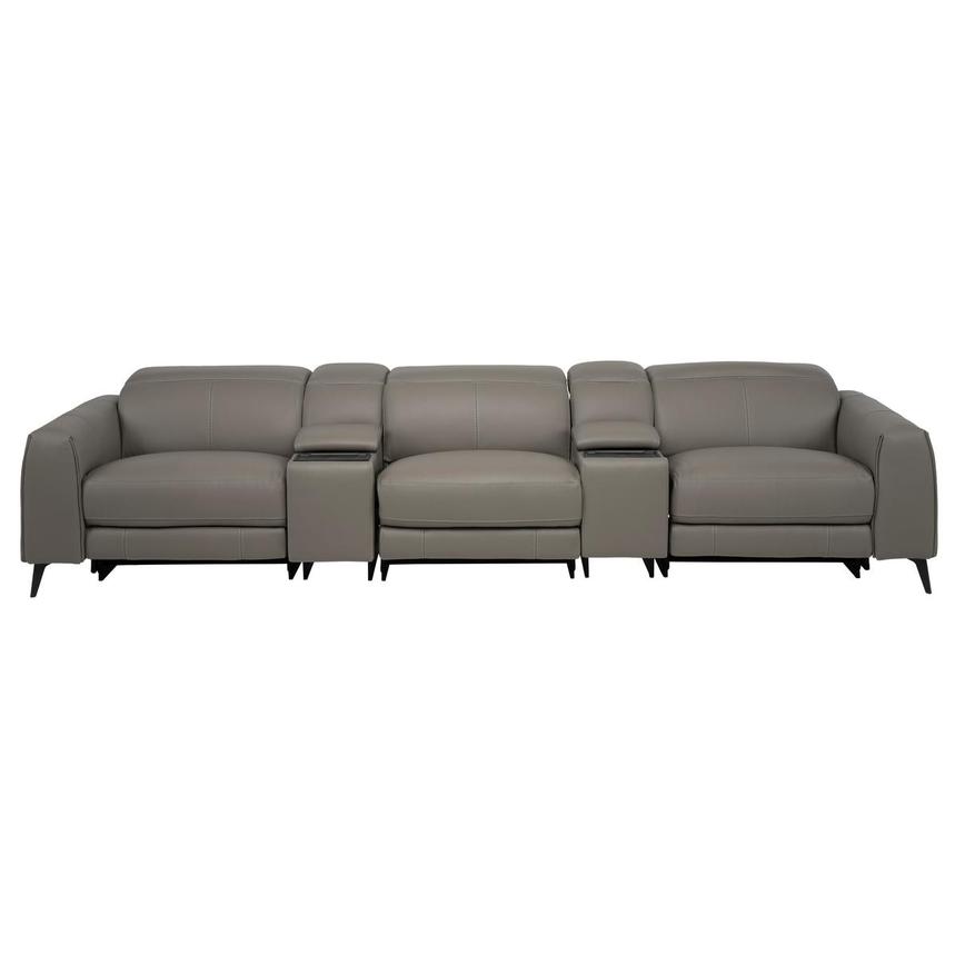 Luke 2.0 Dark Gray Home Theater Leather Seating with 5PCS/2PWR