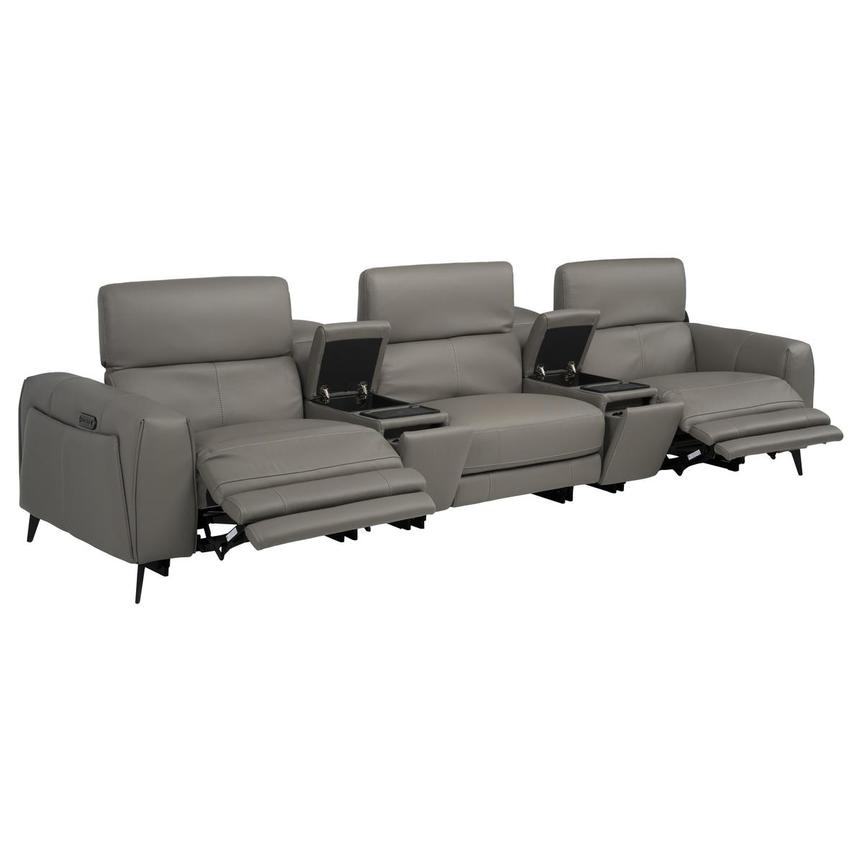 Luke 2.0 Dark Gray Home Theater Leather Seating with 5PCS/2PWR alternate image, 3 of 12 images.