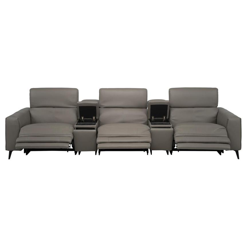 Luke 2.0 Dark Gray Home Theater Leather Seating with 5PCS/3PWR  alternate image, 2 of 11 images.