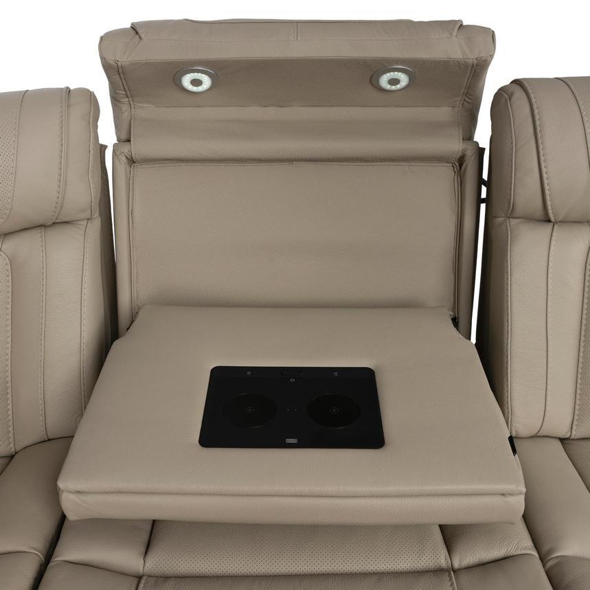 Odyssey Beige 6PCS/3PWR Leather Power Reclining Sectional w/Beverage Cooler  alternate image, 15 of 28 images.