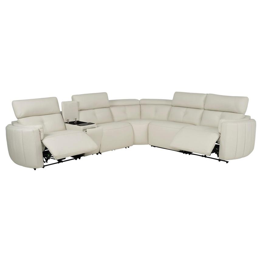 Kamet Ivory Leather Power Reclining Sectional with 6PCS/2PWR  alternate image, 2 of 8 images.