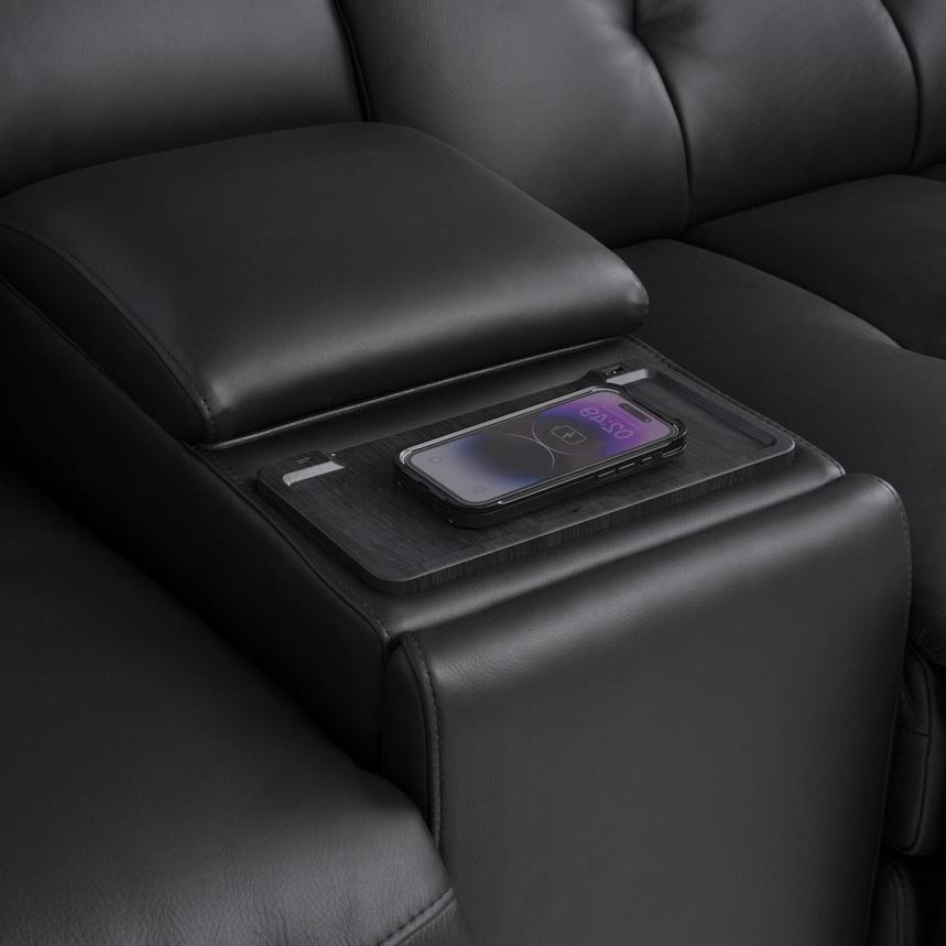 Obsidian Leather Power Reclining Sectional with 6PCS/3PWR alternate image, 10 of 15 images.