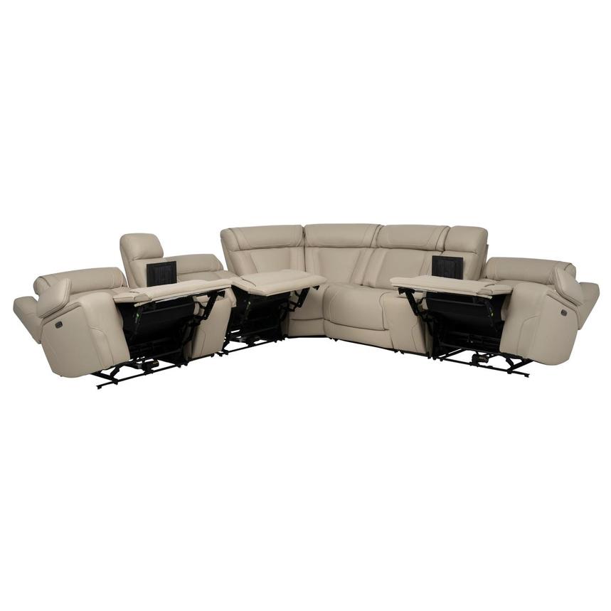 Odyssey Beige 7PCS/3PWR Leather Power Reclining Sectional w/Beverage Cooler  alternate image, 2 of 15 images.