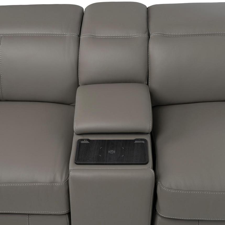 Luke 2.0 Dark Gray Leather Power Reclining Sectional with 7PCS/3PWR alternate image, 6 of 12 images.