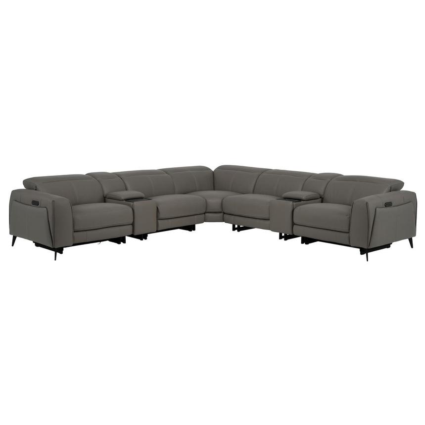 Luke 2.0 Dark Gray Leather Power Reclining Sectional with 7PCS/3PWR main image, 1 of 12 images.