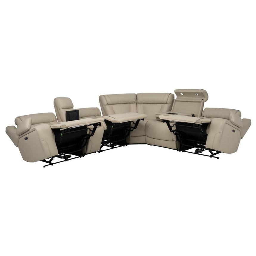 Odyssey Beige 6PCS/3PWR Leather Power Reclining Sectional w/Beverage Cooler alternate image, 5 of 17 images.