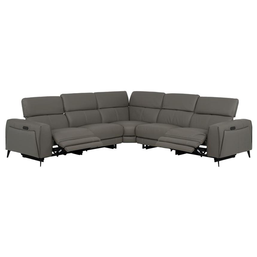 Luke 2.0 Dark Gray Leather Power Reclining Sectional with 5PCS/2PWR  alternate image, 2 of 9 images.