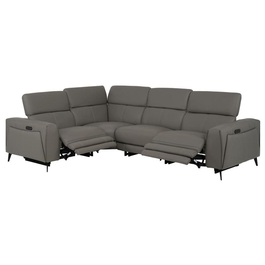 Luke 2.0 Dark Gray Leather Power Reclining Sectional with 4PCS/2PWR  alternate image, 2 of 9 images.