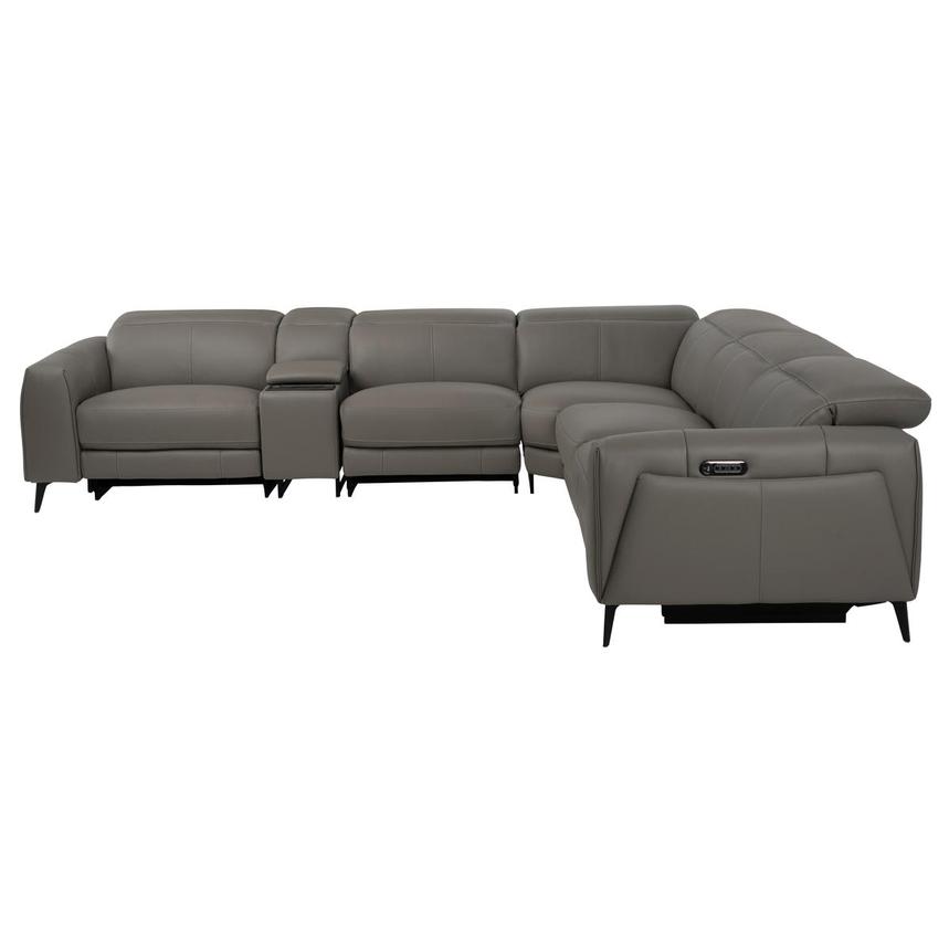 Luke 2.0 Dark Gray Leather Power Reclining Sectional with 6PCS/3PWR alternate image, 3 of 14 images.