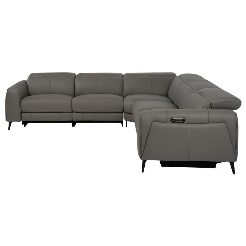 Luke 2.0 Dark Gray Leather Power Reclining Sectional with 5PCS/3PWR alternate image, 3 of 10 images.