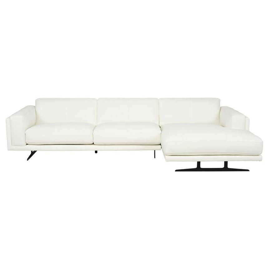 Palermo White Leather Sofa w/Right Chaise main image, 1 of 8 images.