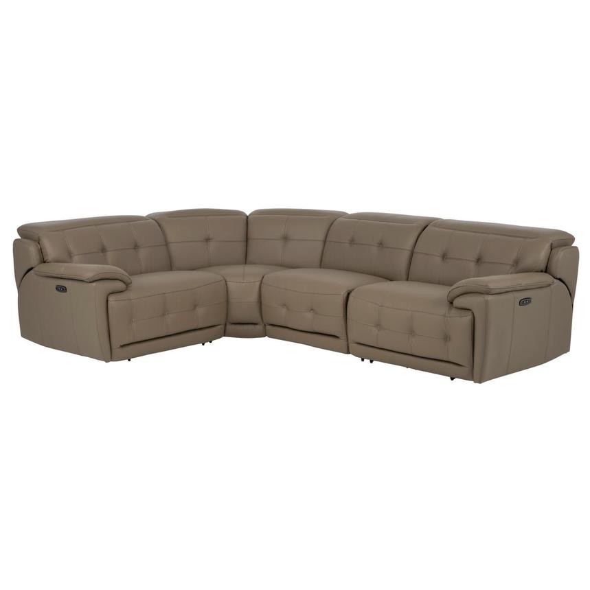 Graystone Dark Taupe Leather Power Reclining Sectional with 4PCS/2PWR main image, 1 of 9 images.