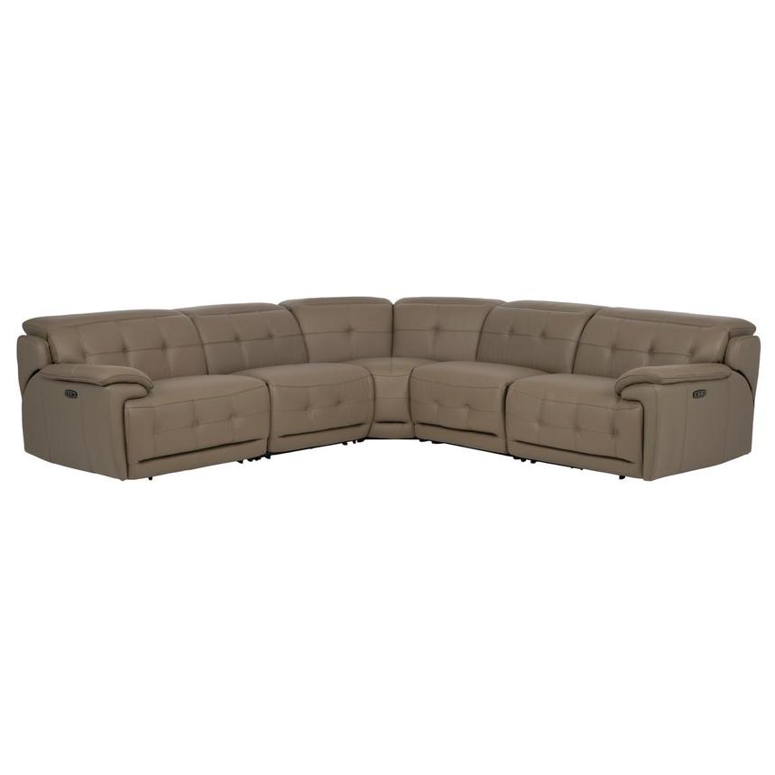 Graystone Dark Taupe Leather Power Reclining Sectional with 5PCS/3PWR main image, 1 of 9 images.