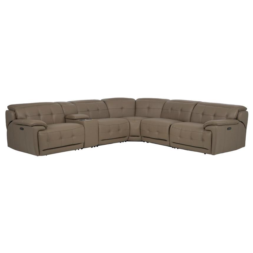 Graystone Dark Taupe Leather Power Reclining Sectional with 6PCS/3PWR main image, 1 of 13 images.