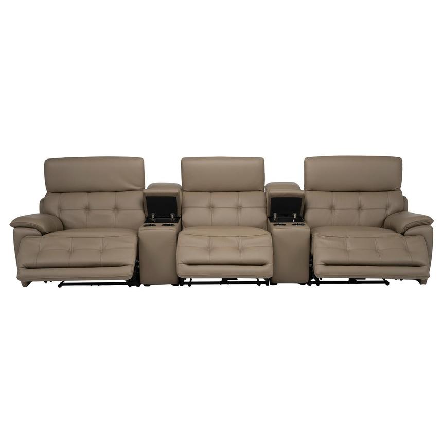 Graystone Dark Taupe Home Theater Leather Seating with 5PCS/3PWR  alternate image, 2 of 13 images.