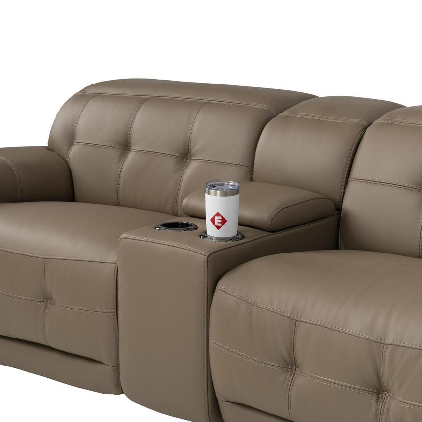 Graystone Dark Taupe Leather Power Reclining Sectional with 6PCS/3PWR alternate image, 6 of 13 images.