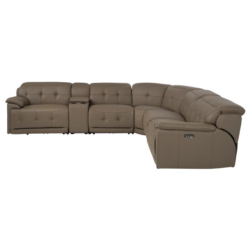 Graystone Dark Taupe Leather Power Reclining Sectional with 6PCS/2PWR alternate image, 3 of 13 images.