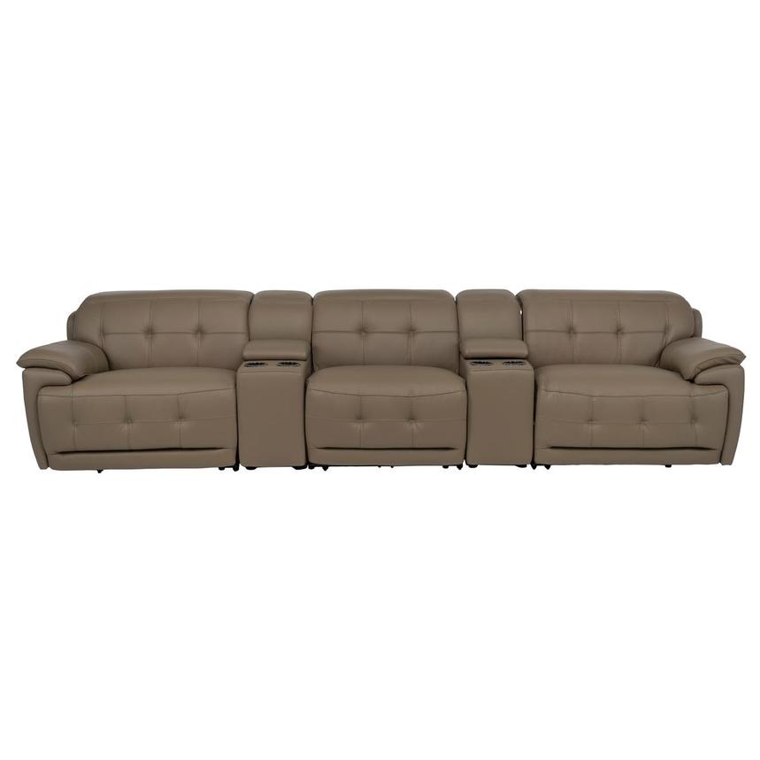 Graystone Dark Taupe Home Theater Leather Seating with 5PCS/3PWR main image, 1 of 13 images.