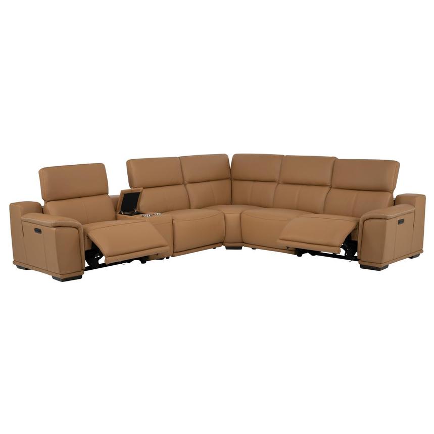 Davis 2.0 Tan Leather Power Reclining Sectional with 6PCS/2PWR alternate image, 3 of 14 images.