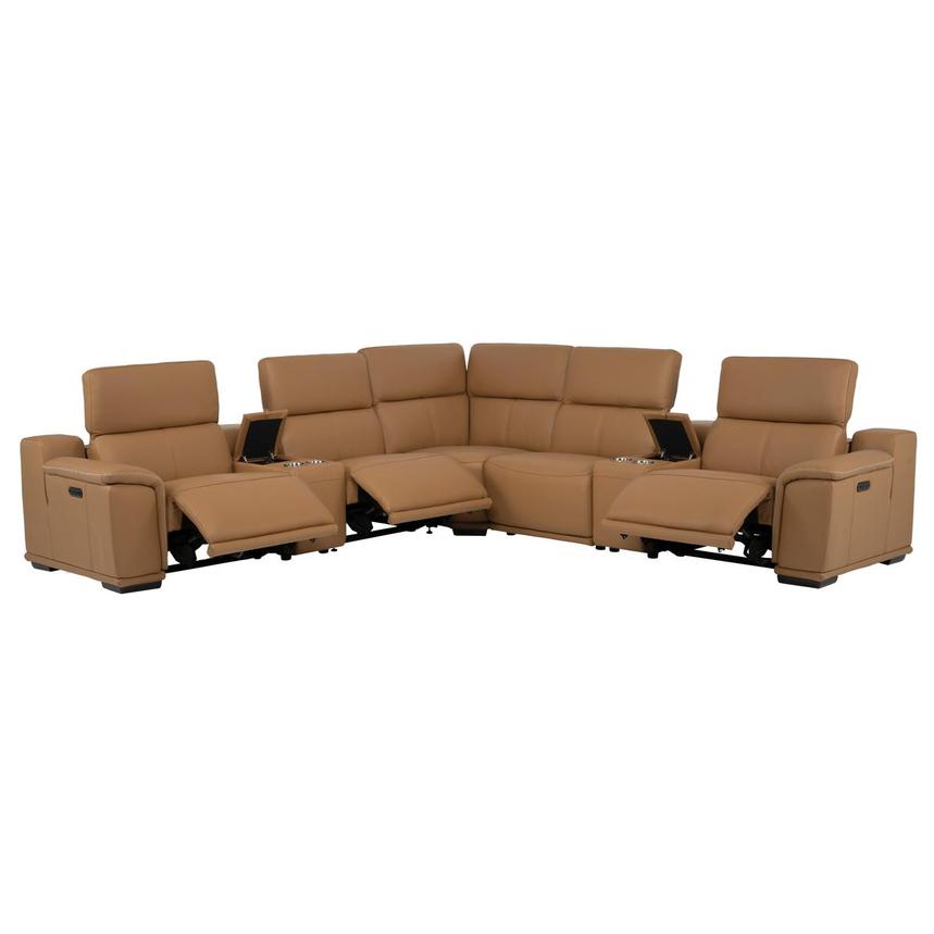 Davis 2.0 Tan Leather Power Reclining Sectional with 7PCS/3PWR alternate image, 3 of 14 images.