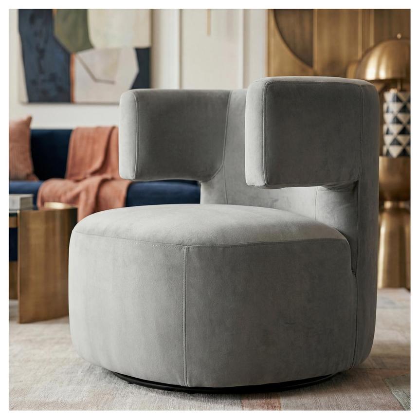 Oaklee Gray Swivel Accent Chair  alternate image, 2 of 9 images.