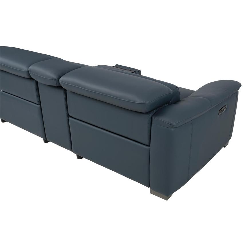 Cordova Blue Leather Power Reclining Sectional with 6PCS/3PWR alternate image, 5 of 14 images.