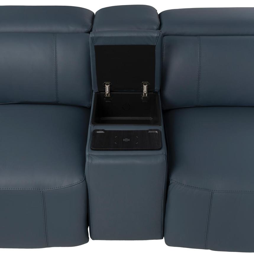 Cordova Blue Leather Power Reclining Sectional with 6PCS/3PWR  alternate image, 8 of 14 images.