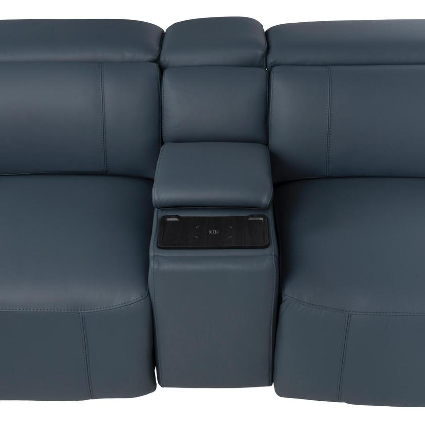 Cordova Blue Leather Power Reclining Sectional with 7PCS/3PWR alternate image, 8 of 15 images.
