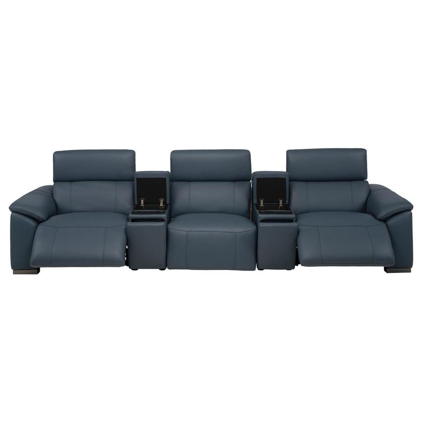 Cordova Blue Home Theater Leather Seating with 5PCS/2PWR alternate image, 3 of 12 images.